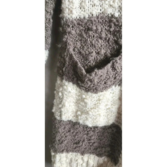 Free People Cardigan Womens S Cuddle Bear Brown Striped Boucle Wool Blend Pocket - Picture 4 of 9